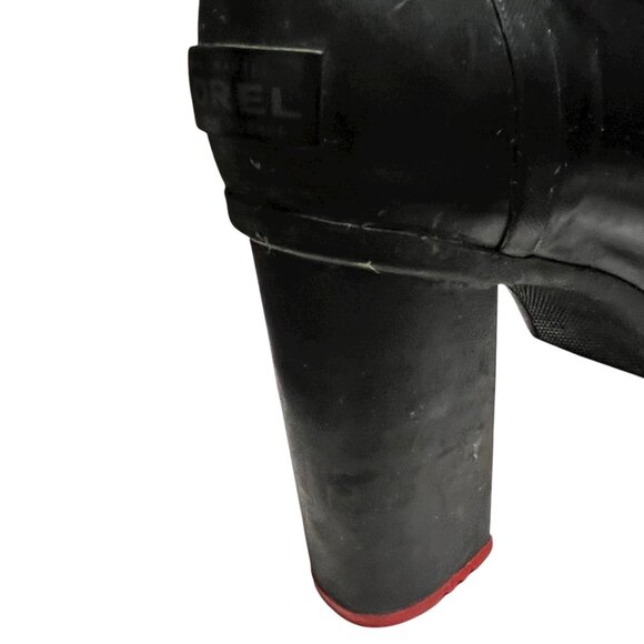 Sorel Black Red Rubber Block Heel Ankle Boots Medina 7 Goth Grunge Whimsigoth - Picture 14 of 16